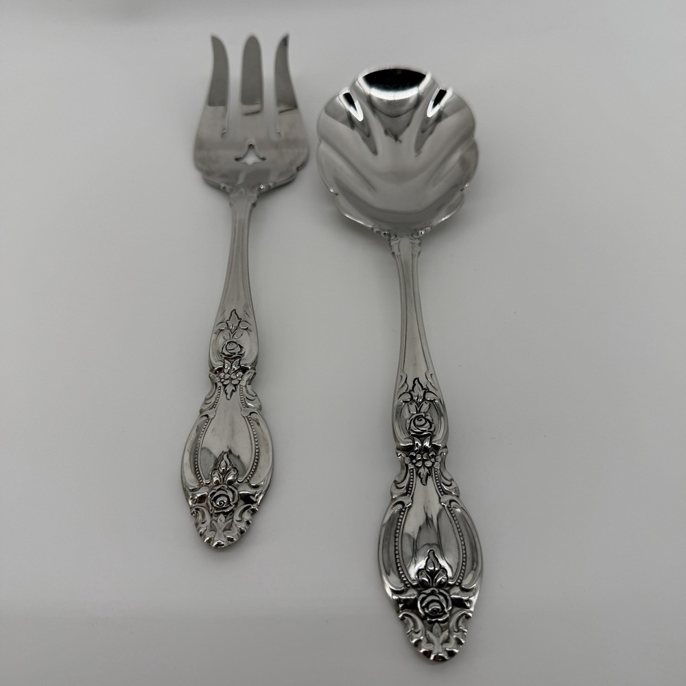 Oneida Frederick II Stainless Servers casserole Spoon Large Serving Fork Set